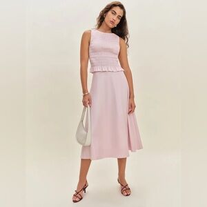 NEW Reformation Laguna Two Piece Matching Midi Set Cherry Blossom Pink US 4 UK 8